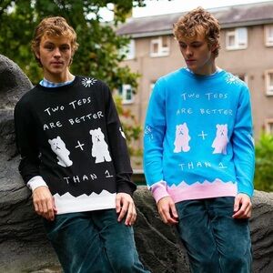 Teddy Fresh Two Teds Graphic Sweater - Blue & Pink